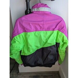 Retro Roffe Skiwear Neon Colorblock Puffer Ski Jacket Made in USA Vintage